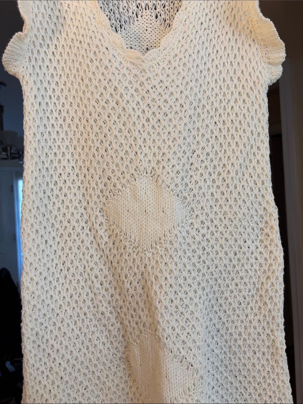 Free People Beach Crochet Knit Ruffle-Trim Sleeveless Dress - Picture 4 of 5